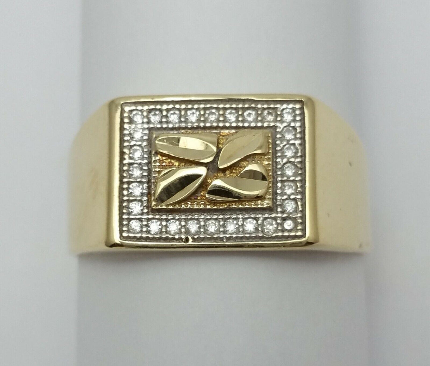 10K Solid Yellow Gold Cubic Zirconia Ring