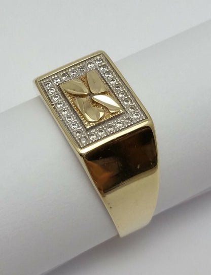 10K Solid Yellow Gold Cubic Zirconia Ring