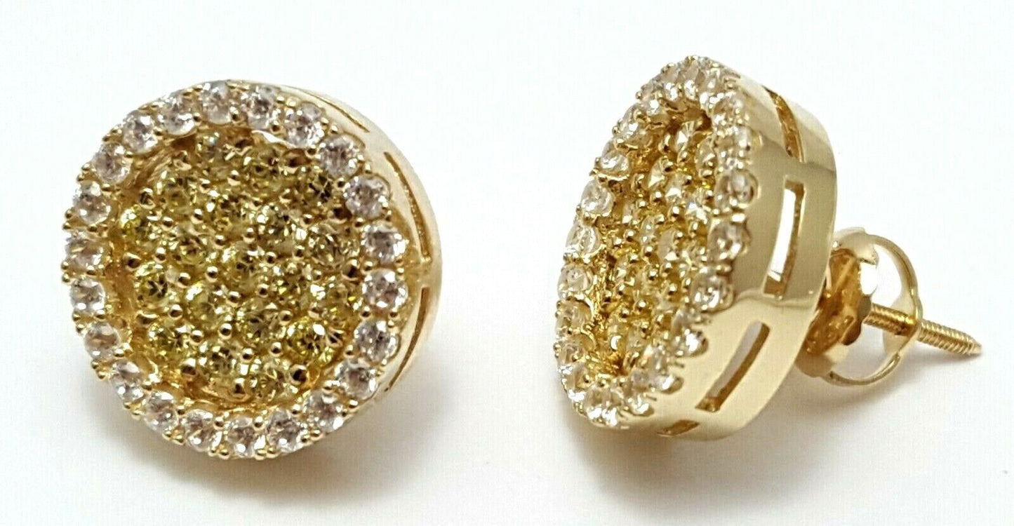 14K Yellow Gold Designer Cubic Zirconia Earrings