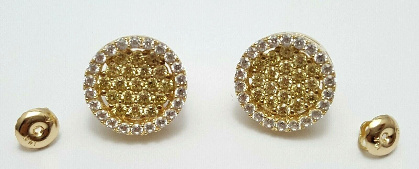 14K Yellow Gold Designer Cubic Zirconia Earrings