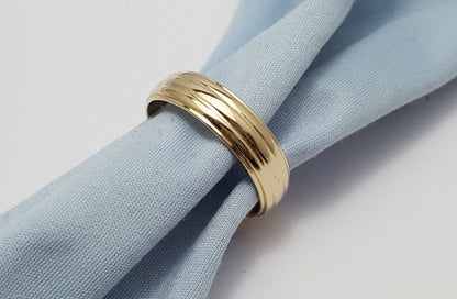 14K Yellow Gold Designer Wedding Ring Band Size 10.75