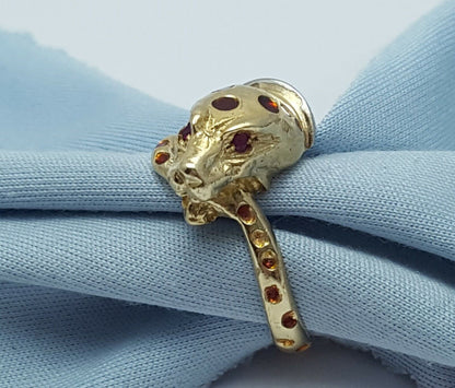 18K Multi Color Gold Colored Enamel & Ruby Snake Ring