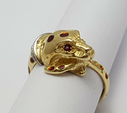 18K Multi Color Gold Colored Enamel & Ruby Snake Ring