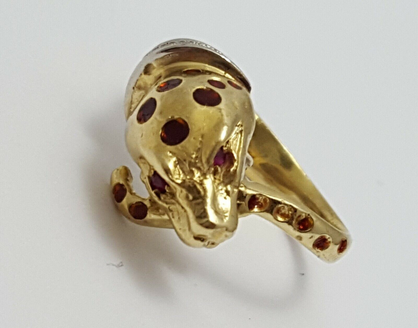 18K Multi Color Gold Colored Enamel & Ruby Snake Ring