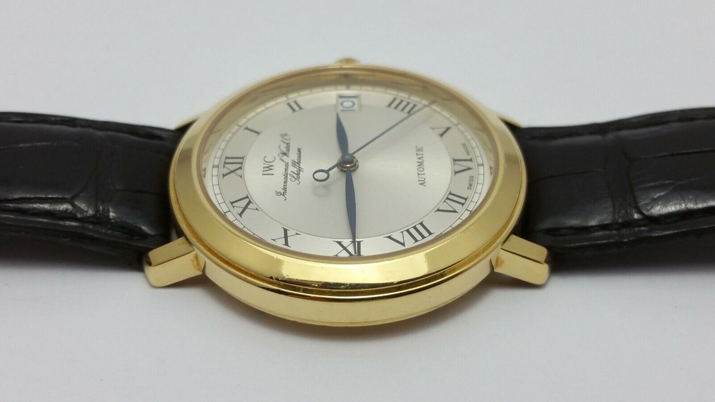 IWC Romain Date Automatic Yellow Gold 18K Leather band Watch Ref. 3209