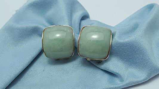 14K Yellow Gold Designer Large Jade Earrings