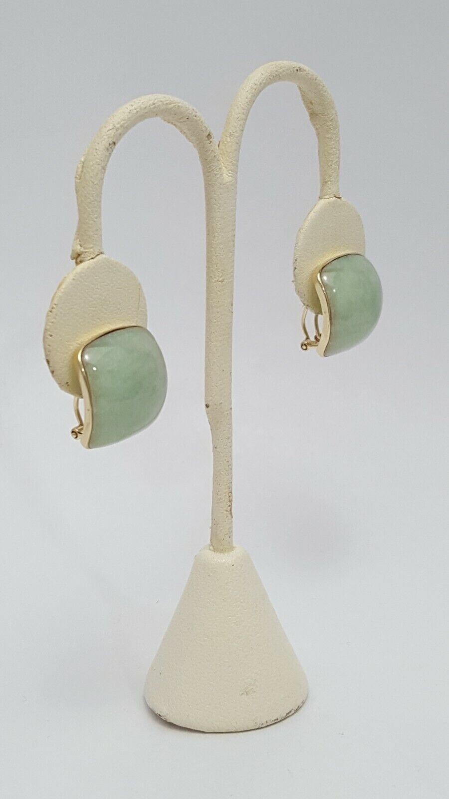 14K Yellow Gold Designer Large Jade Earrings