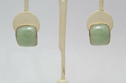 14K Yellow Gold Designer Large Jade Earrings