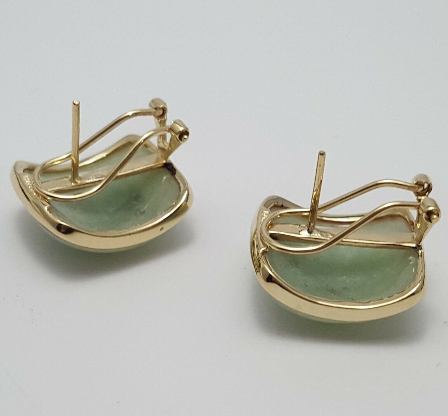 14K Yellow Gold Designer Large Jade Earrings