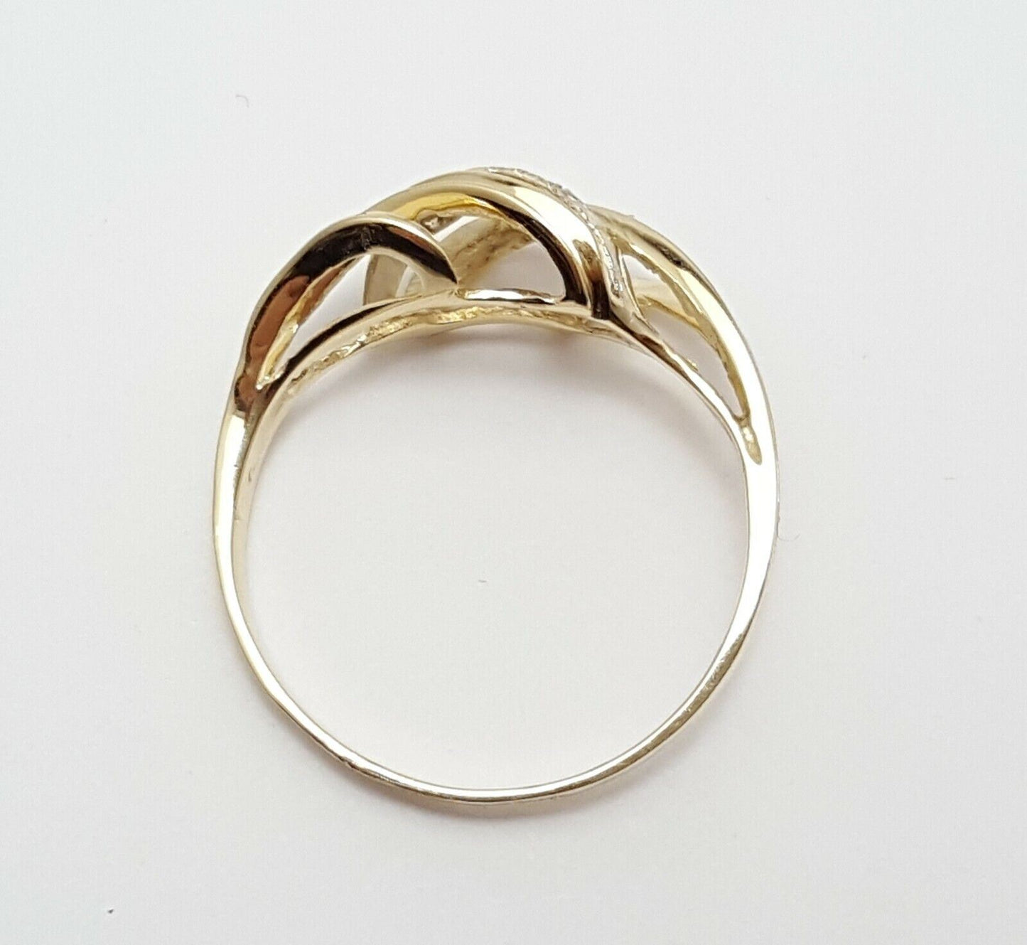 14K Solid Yellow Gold Designer Ring With Diamonds