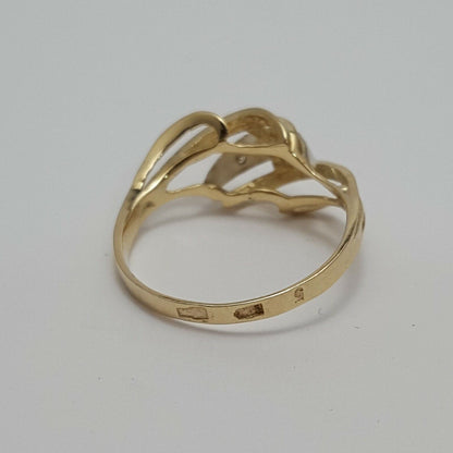 14K Solid Yellow Gold Designer Ring With Diamonds