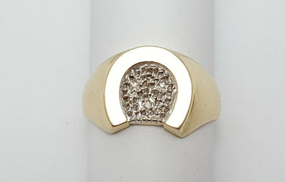 9K Multi Color Gold Designer Horse Shoe Diamond Ring