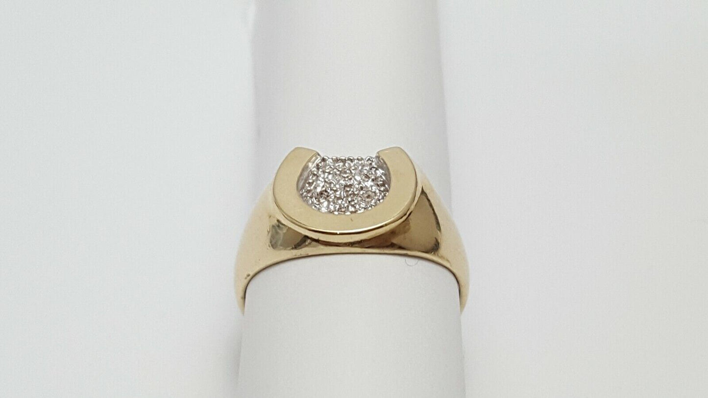 9K Multi Color Gold Designer Horse Shoe Diamond Ring