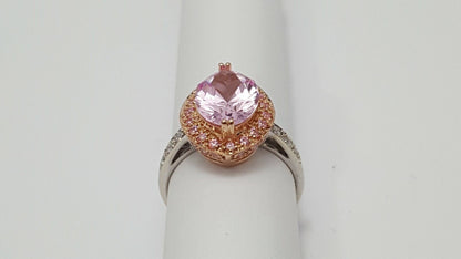 14kt Multi Color Gold Designer Pink Topaz & Cubic Zirconia Ring