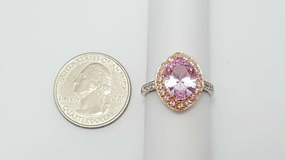 14kt Multi Color Gold Designer Pink Topaz & Cubic Zirconia Ring