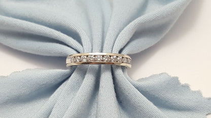 Unique 14K Solid White Gold Designer Diamond Wedding Band Ring