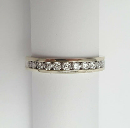 Unique 14K Solid White Gold Designer Diamond Wedding Band Ring