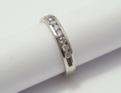 Unique 14K Solid White Gold Designer Diamond Wedding Band Ring