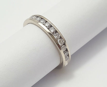 Unique 14K Solid White Gold Designer Diamond Wedding Band Ring