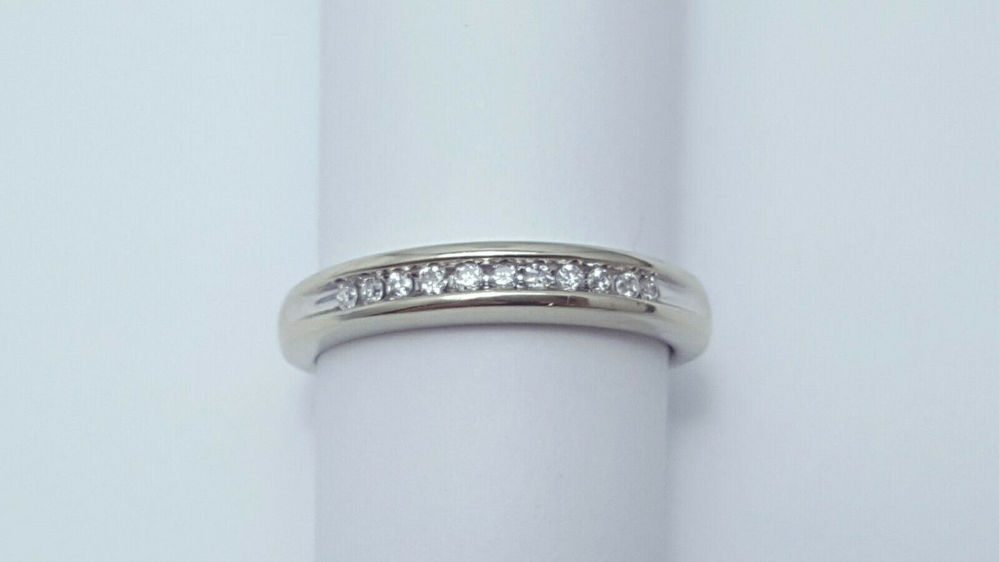 14K White Gold Designer Diamond Wedding Band Ring - Size 6.75