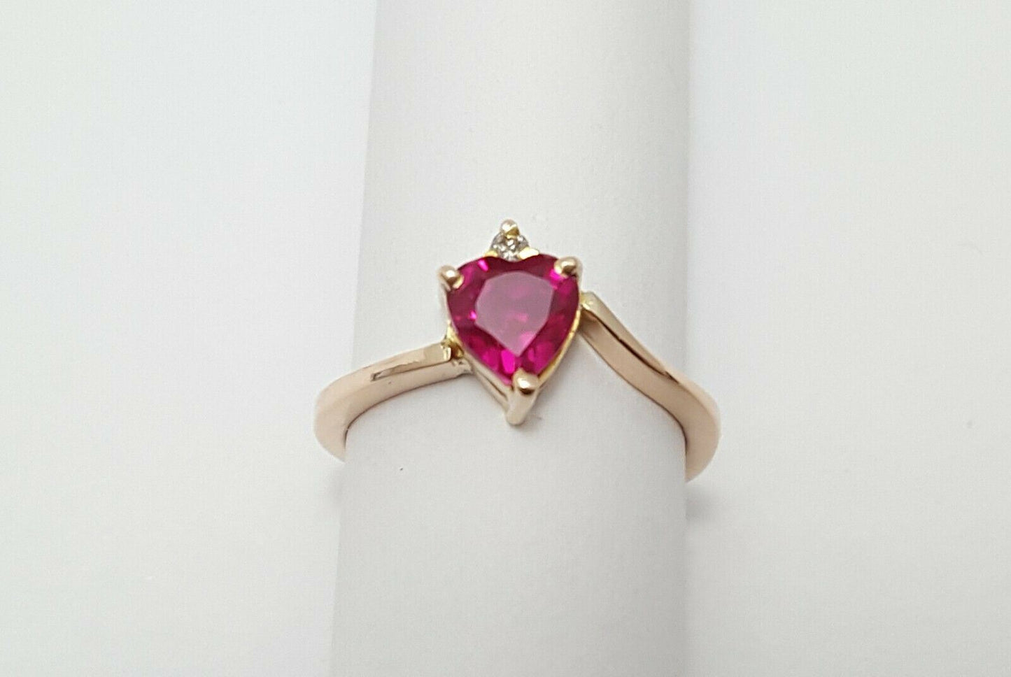 14K Rose Gold Designer Resizable Synthetic Ruby & Diamond  Ring