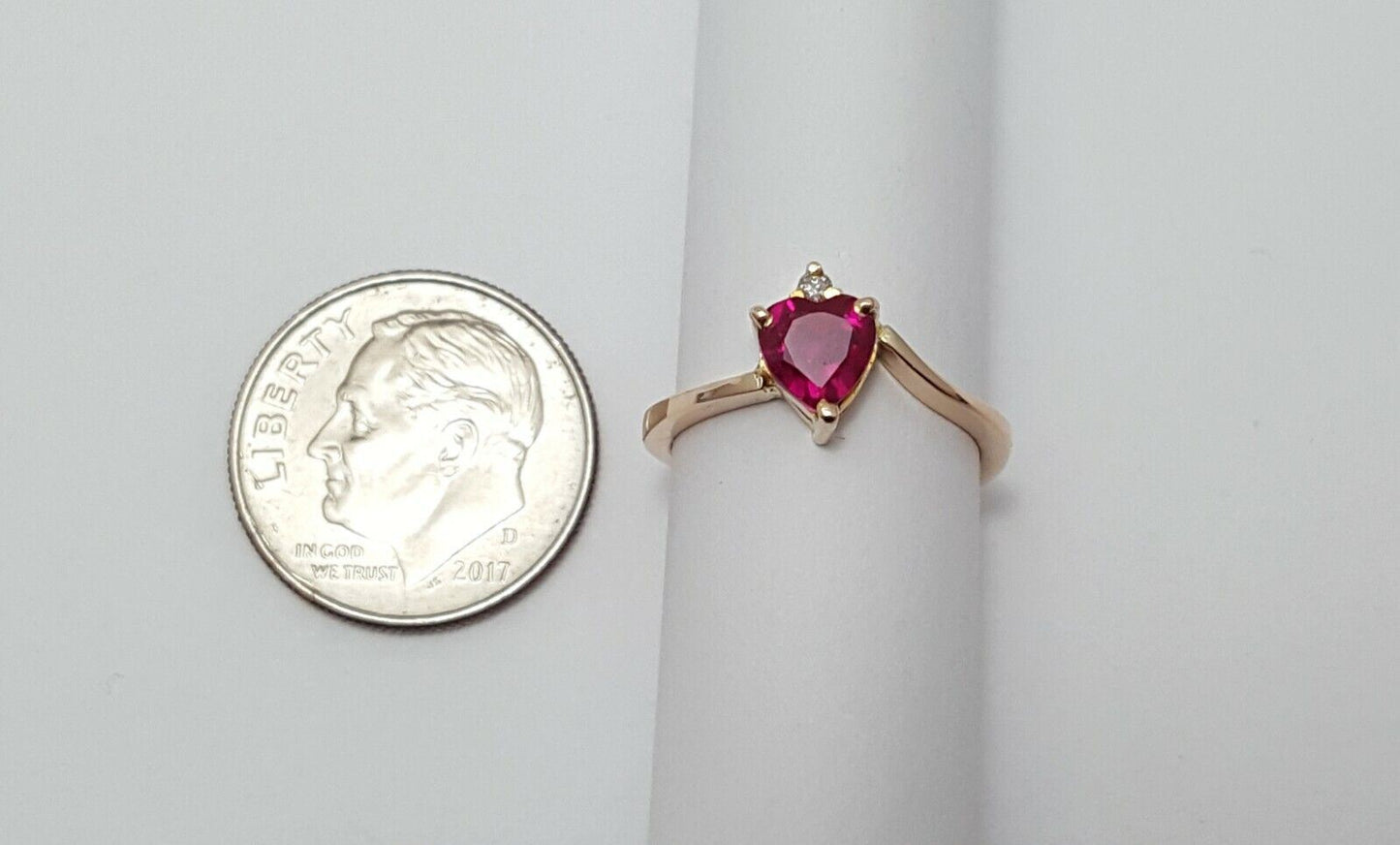 14K Rose Gold Designer Resizable Synthetic Ruby & Diamond  Ring