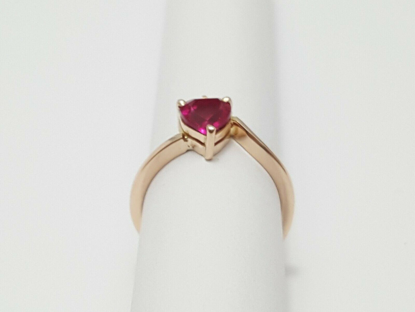 14K Rose Gold Designer Resizable Synthetic Ruby & Diamond  Ring