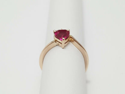 14K Rose Gold Designer Resizable Synthetic Ruby & Diamond  Ring