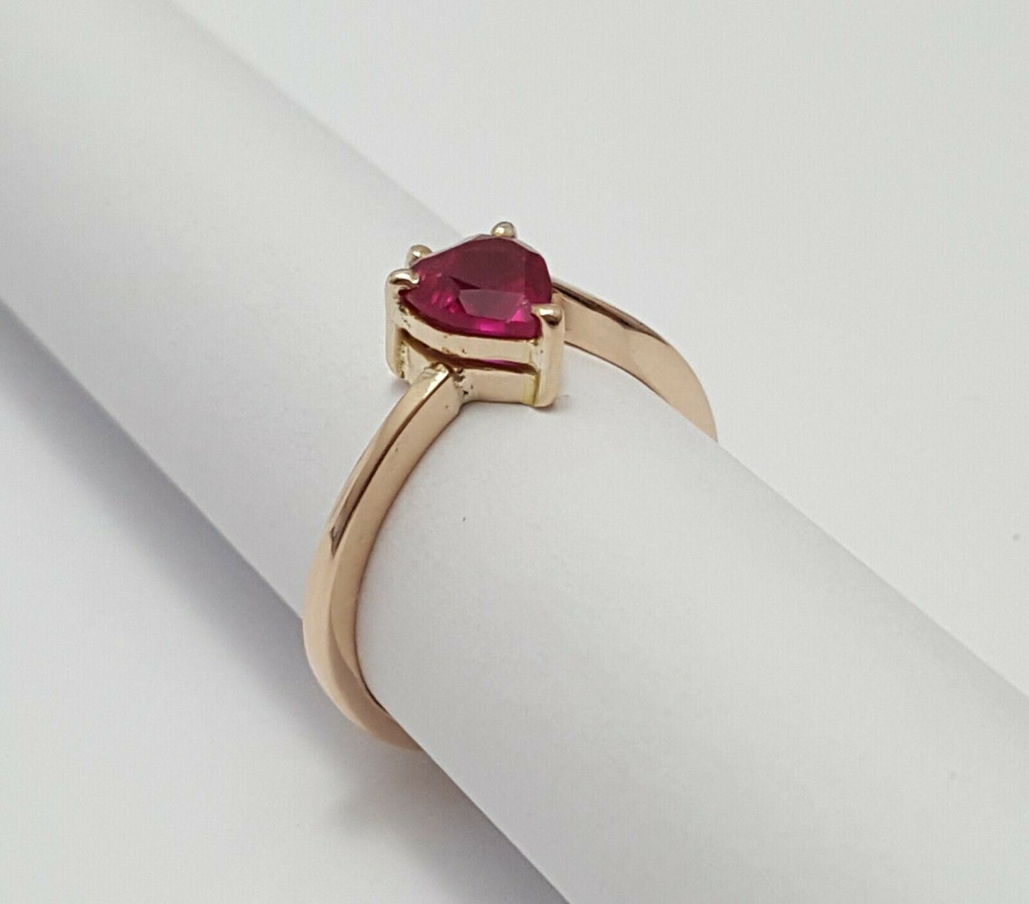 14K Rose Gold Designer Resizable Synthetic Ruby & Diamond  Ring