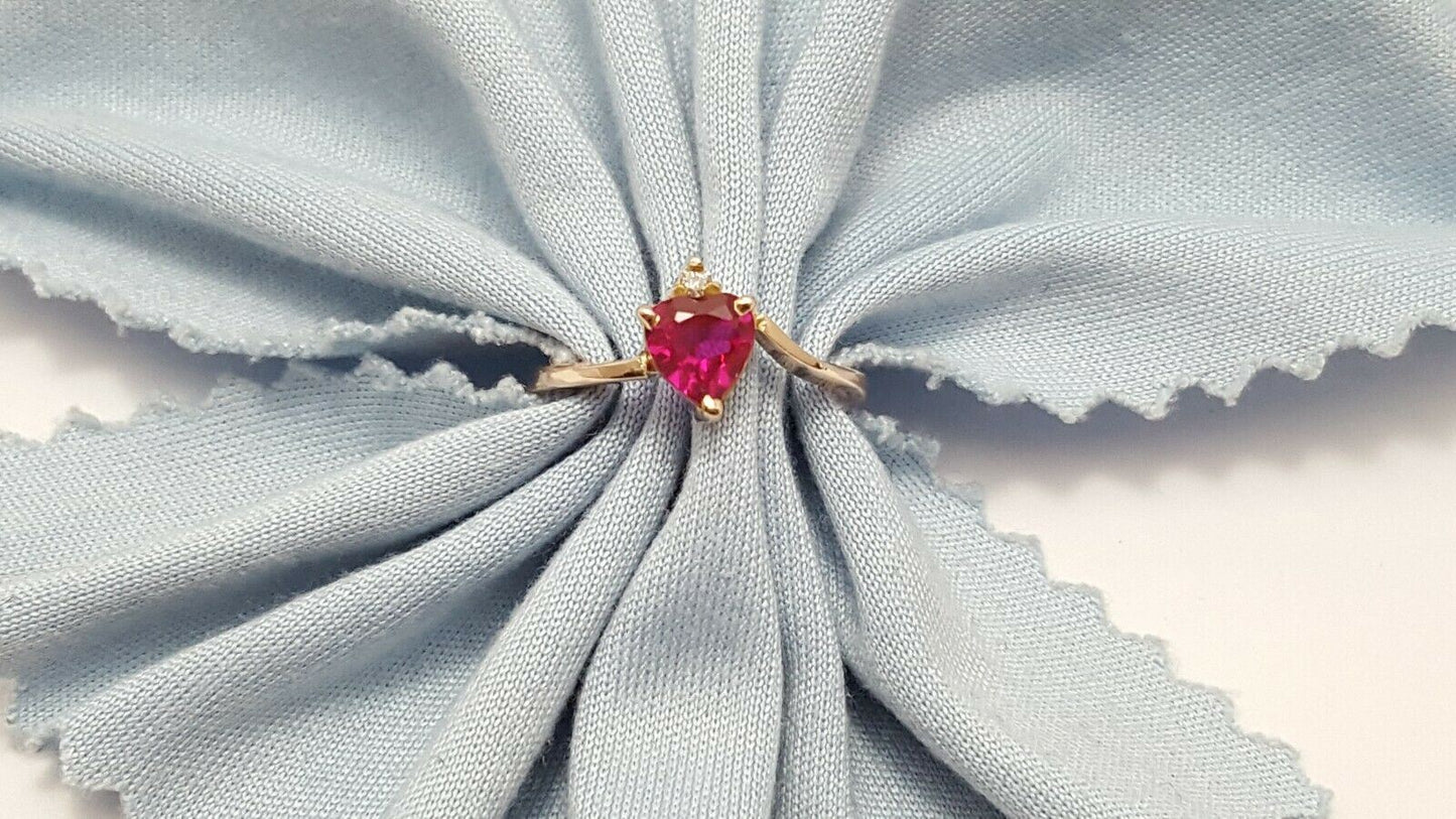 14K Rose Gold Designer Resizable Synthetic Ruby & Diamond  Ring