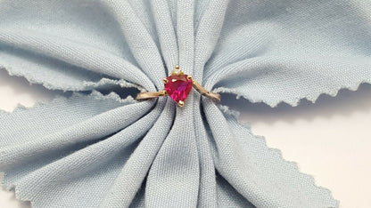 14K Rose Gold Designer Resizable Synthetic Ruby & Diamond  Ring