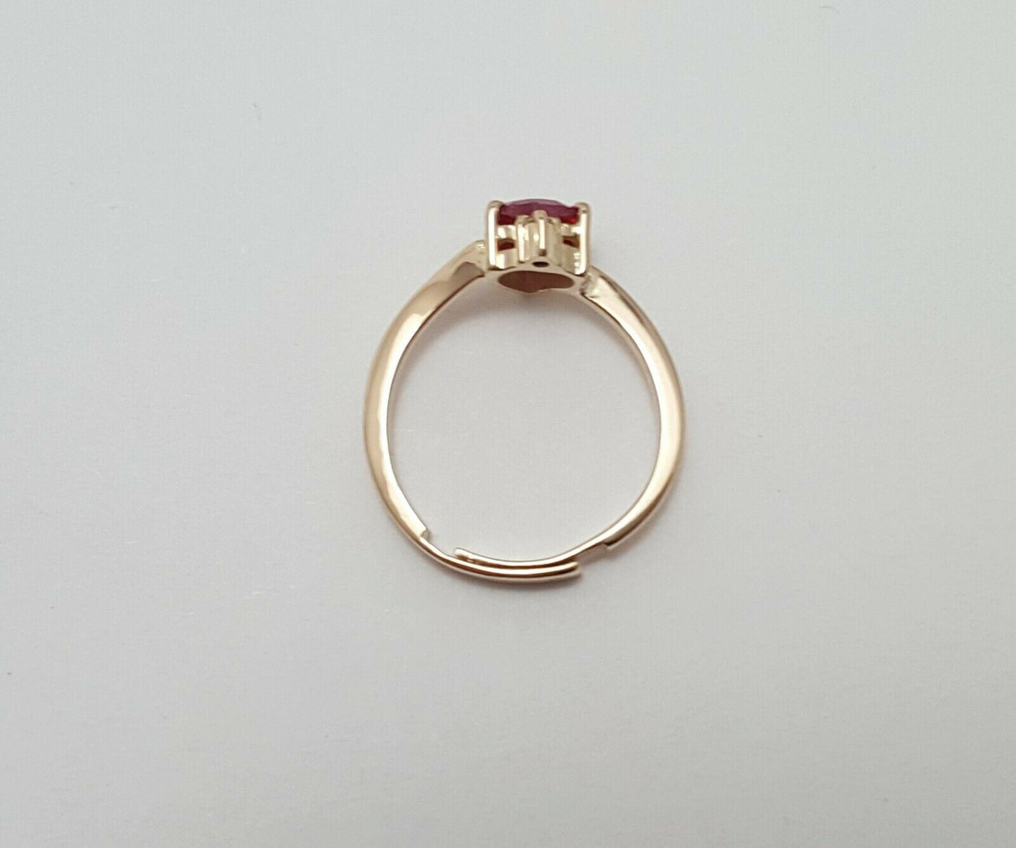 14K Rose Gold Designer Resizable Synthetic Ruby & Diamond  Ring