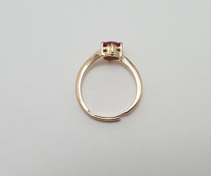 14K Rose Gold Designer Resizable Synthetic Ruby & Diamond  Ring