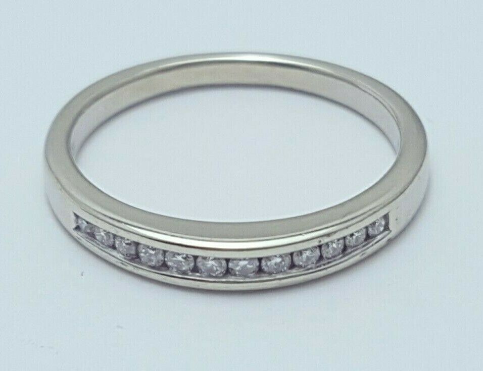 14K Solid White Gold Ladies Diamond Wedding Band Ring