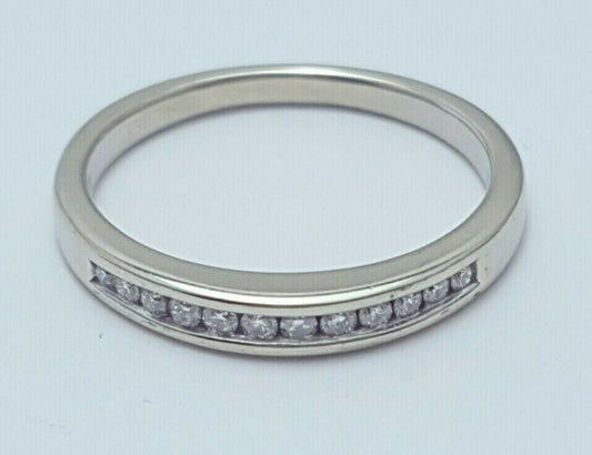 14K Solid White Gold Ladies Diamond Wedding Band Ring