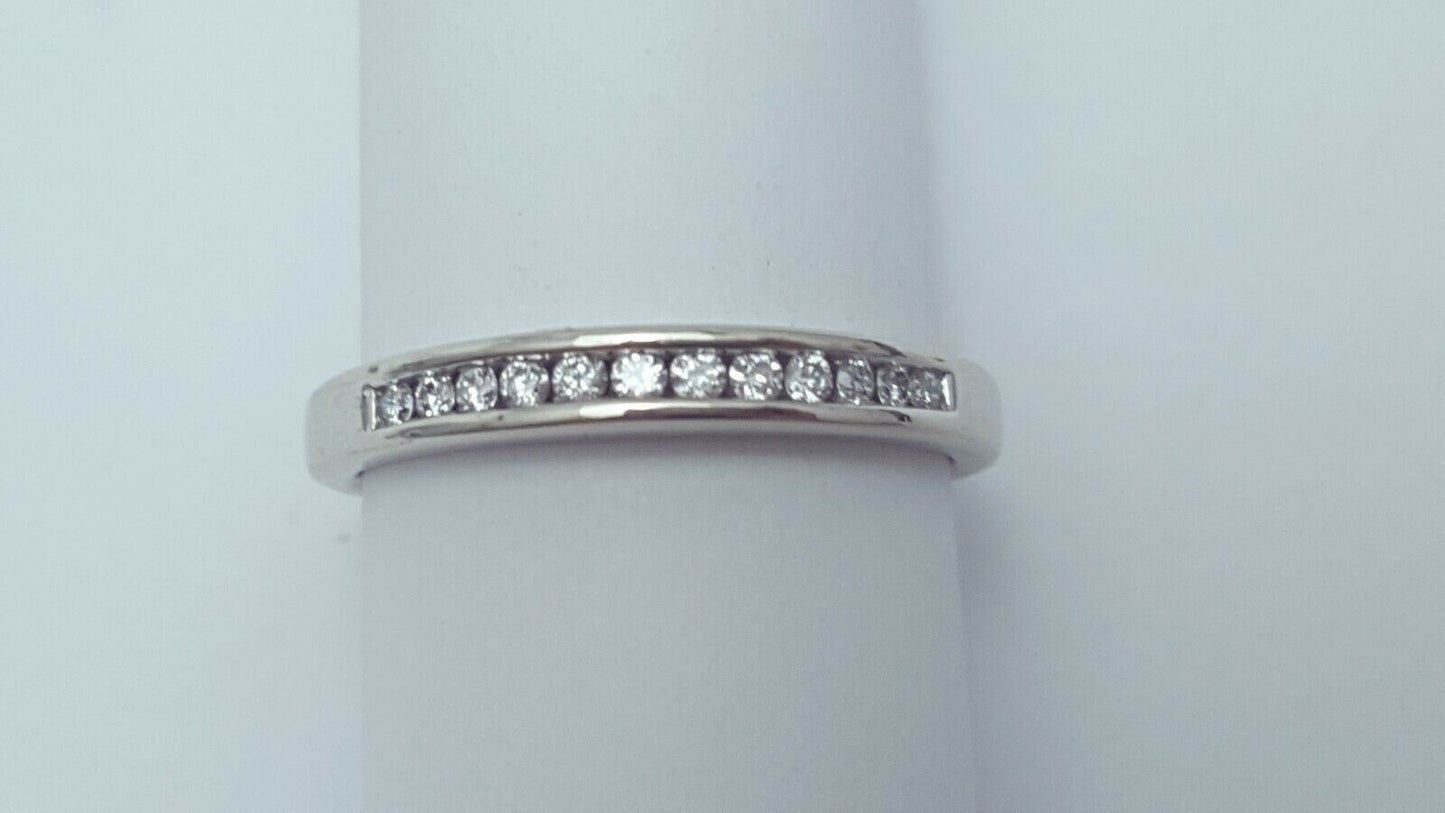 14K Solid White Gold Ladies Diamond Wedding Band Ring