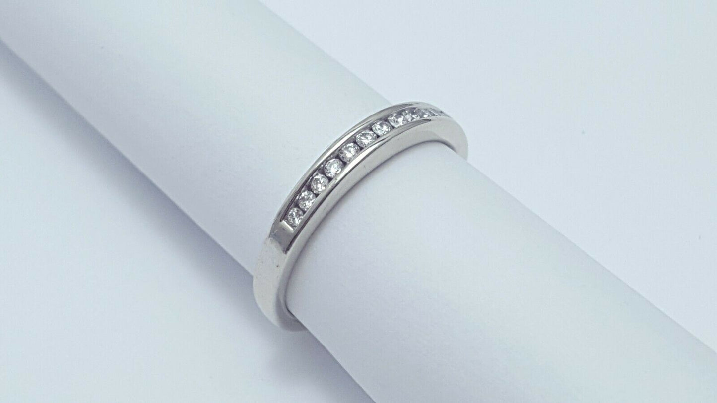 14K Solid White Gold Ladies Diamond Wedding Band Ring