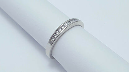 14K Solid White Gold Ladies Diamond Wedding Band Ring