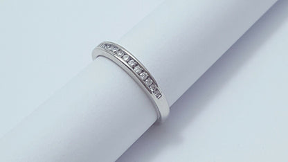 14K Solid White Gold Ladies Diamond Wedding Band Ring