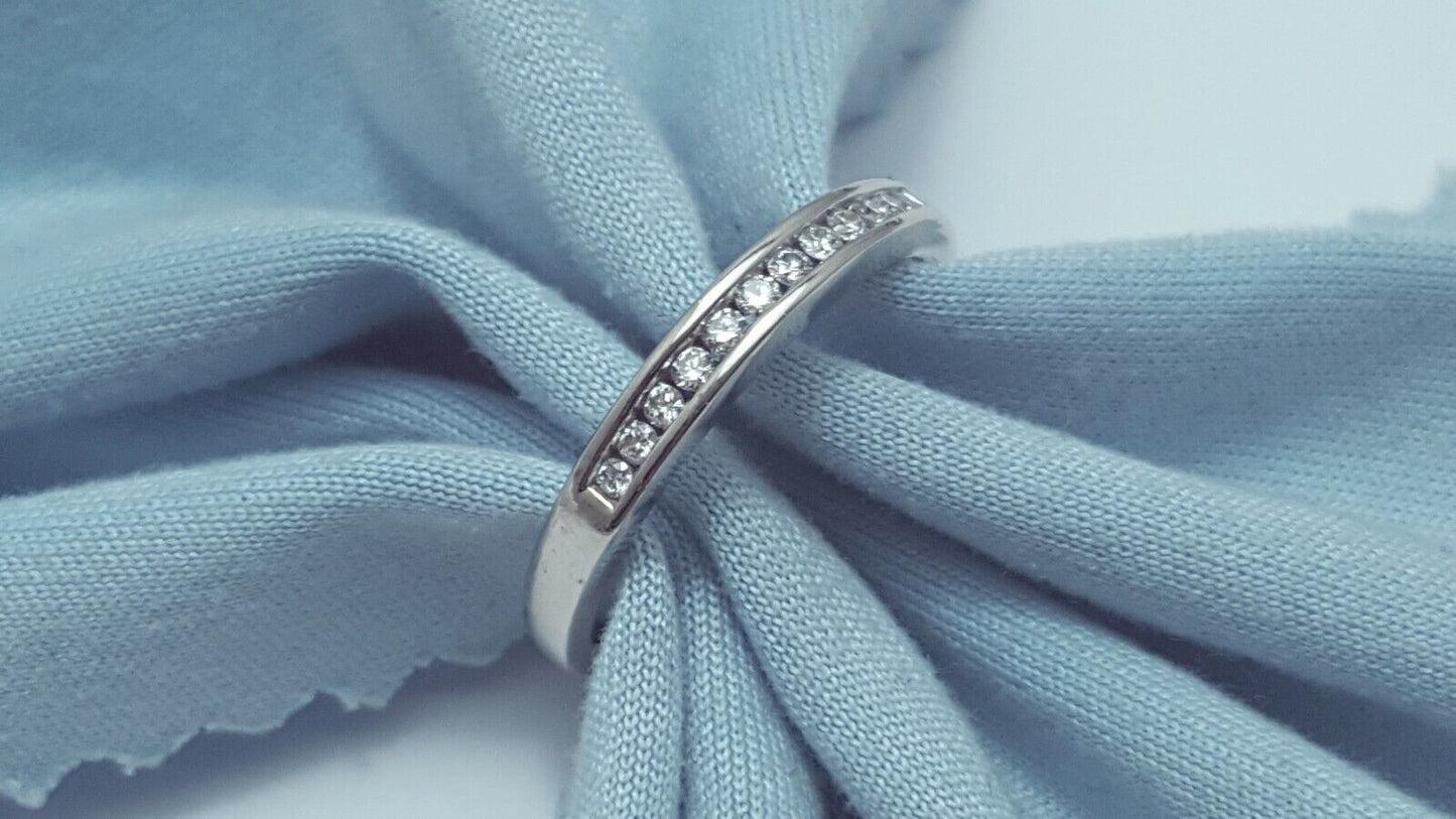 14K Solid White Gold Ladies Diamond Wedding Band Ring