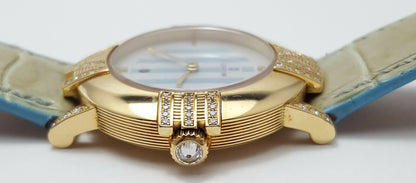 Corum 18kt Yellow Gold Diamond Mother of Pearl Alligator Leather Watch 49.301.65