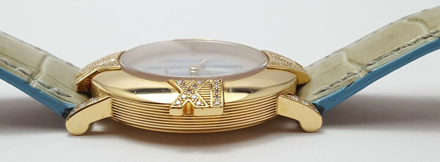 Corum 18kt Yellow Gold Diamond Mother of Pearl Alligator Leather Watch 49.301.65