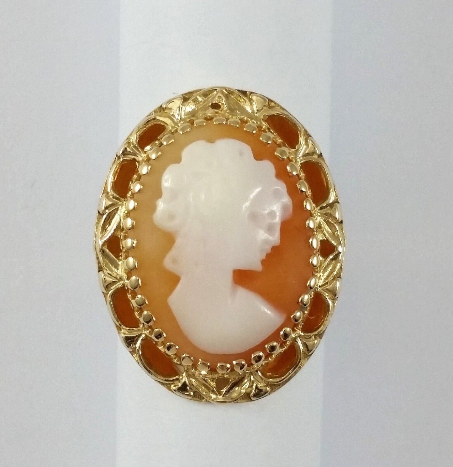 14K  Solid Yellow Gold Designer Cameo Ring