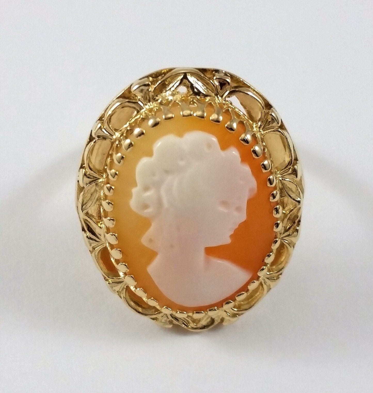 14K  Solid Yellow Gold Designer Cameo Ring