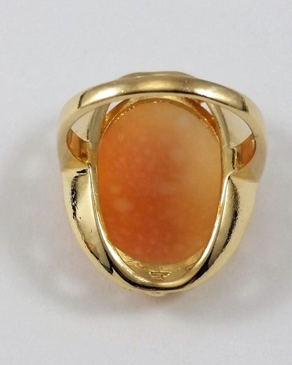 14K  Solid Yellow Gold Designer Cameo Ring