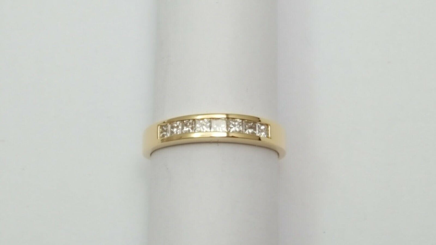 18K Yellow Gold Princess Cut Diamond Engagement Ring Band