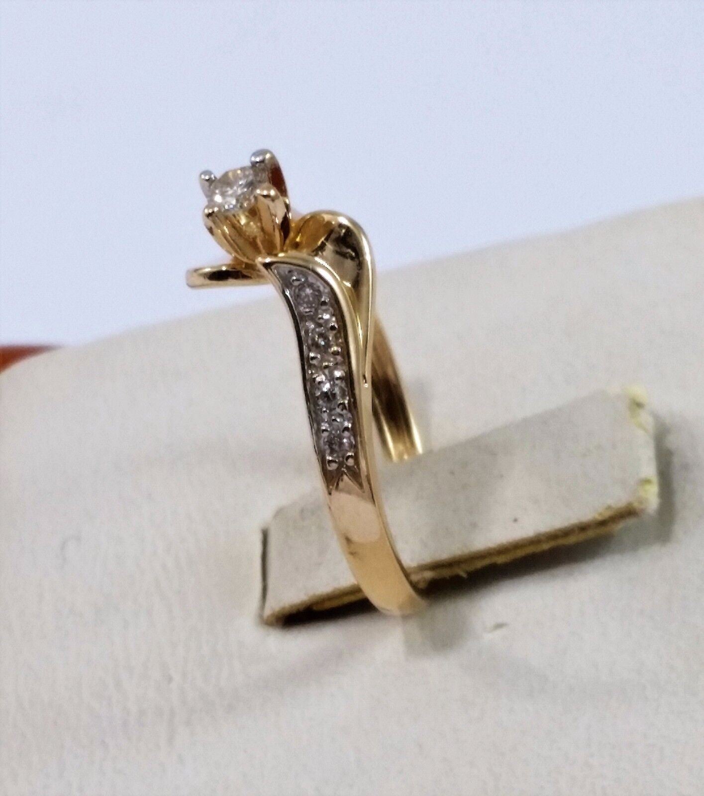 14K Solid Yellow Gold Solitaire Diamond Engagement Ring