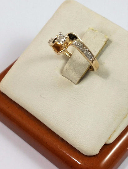 14K Solid Yellow Gold Solitaire Diamond Engagement Ring