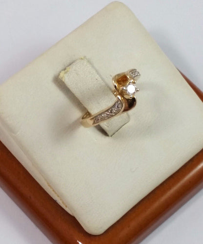 14K Solid Yellow Gold Solitaire Diamond Engagement Ring