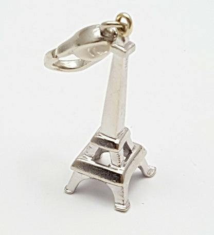 14K Solid White Gold Paris Eiffel Tower Charm Pendant